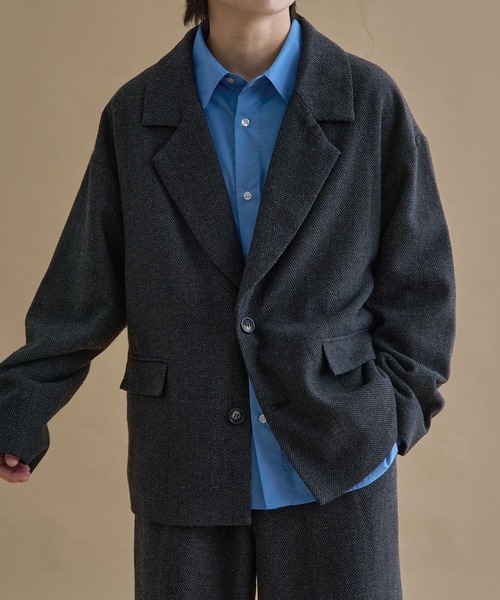 epnok（エプノック）の「ヘリンボーンシングルジャケット（テーラードジャケット・メンズ・チャコールグレー/グレー・LARGE/SMALL/MEDIUM）」の5枚目の写真