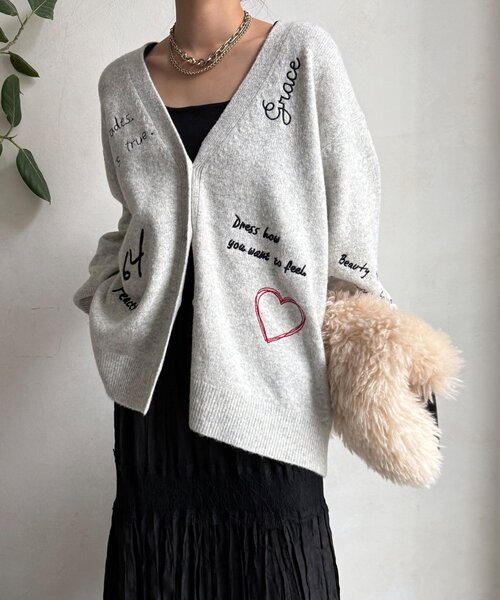 セール】【WEB限定】 刺繍ニットカーディガン（カーディガン/ボレロ