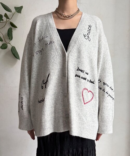 DouDou（ドゥドゥ）の「【WEB限定】 刺繍ニットカーディガン（カーディガン/ボレロ・レディース・チャコールグレー/グレー/レッド・FREE）」の7枚目の写真