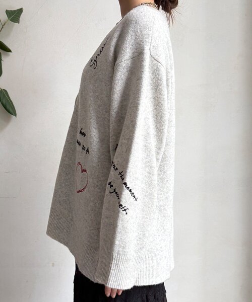 DouDou（ドゥドゥ）の「【WEB限定】 刺繍ニットカーディガン（カーディガン/ボレロ・レディース・チャコールグレー/グレー/レッド・FREE）」の8枚目の写真