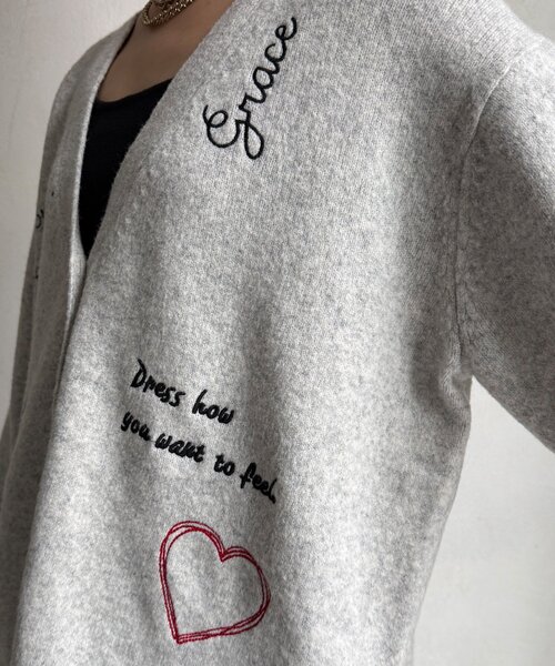 DouDou（ドゥドゥ）の「【WEB限定】 刺繍ニットカーディガン（カーディガン/ボレロ・レディース・チャコールグレー/グレー/レッド・FREE）」の16枚目の写真