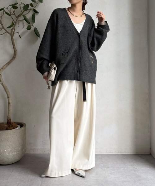 DouDou（ドゥドゥ）の「【WEB限定】 刺繍ニットカーディガン（カーディガン/ボレロ・レディース・チャコールグレー/グレー/レッド・FREE）」の18枚目の写真