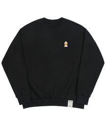 [UNISEX]ダックフェイス刺繍スマイルマンツーマン_ブラック
