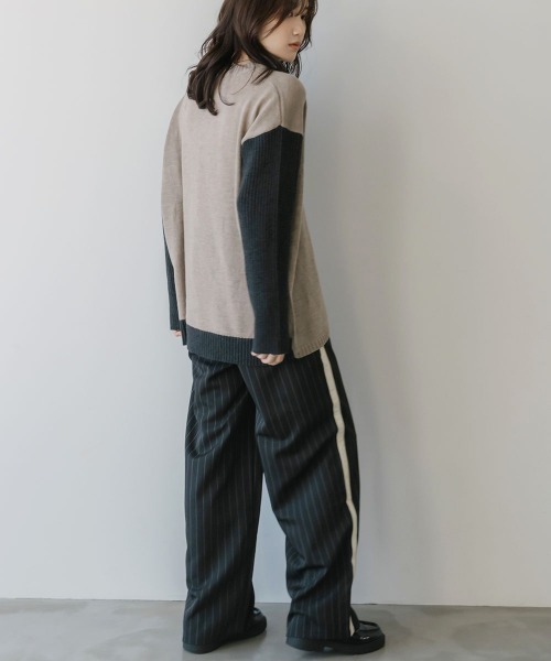 slattgir（スラットジール）の「高身長　配色切替ニット（トールサイズ）Essenave（ニット/セーター・レディース・モカ/チャコール・M～Ｌ/LL～3L）」の17枚目の写真