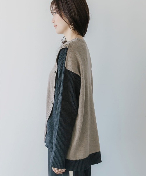 slattgir（スラットジール）の「高身長　配色切替ニット（トールサイズ）Essenave（ニット/セーター・レディース・モカ/チャコール・M～Ｌ/LL～3L）」の12枚目の写真