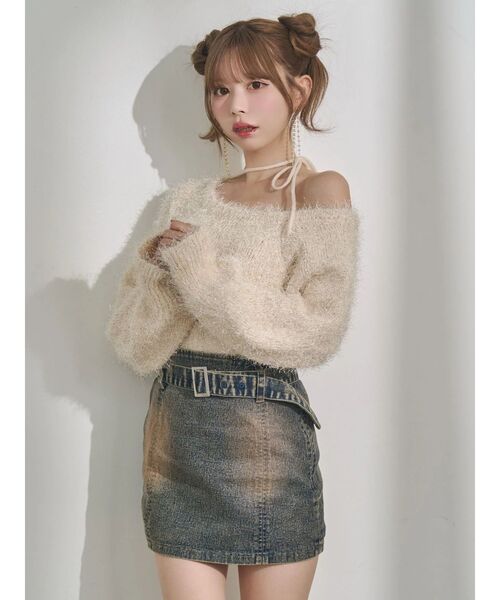 EATME（イートミー）の「ワンショルダーシャギーニットTOP（ニット/セーター・レディース・グレー/アイボリー/ピンク・FREE）」の16枚目の写真