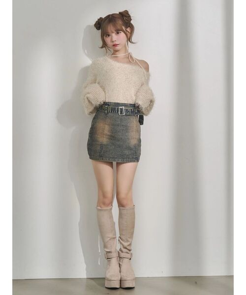 EATME（イートミー）の「ワンショルダーシャギーニットTOP（ニット/セーター・レディース・グレー/アイボリー/ピンク・FREE）」の13枚目の写真