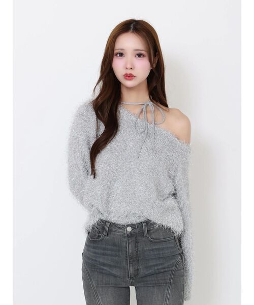 EATME（イートミー）の「ワンショルダーシャギーニットTOP（ニット/セーター・レディース・グレー/アイボリー/ピンク・FREE）」の19枚目の写真