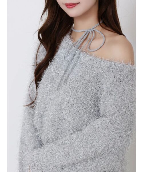 EATME（イートミー）の「ワンショルダーシャギーニットTOP（ニット/セーター・レディース・グレー/アイボリー/ピンク・FREE）」の17枚目の写真