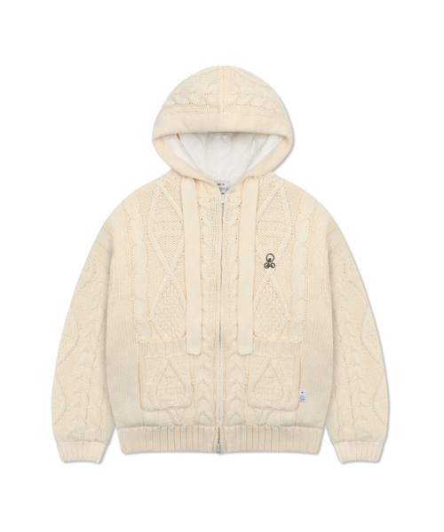 RuNaKi'Hu'(ルナキフ)の「WXK025 フクフクニットパディングフードジップアップ (アイボリー)(パーカー・レディース・その他・1/2)」の1枚目の写真