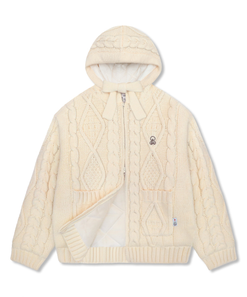 RuNaKi'Hu'(ルナキフ)の「WXK025 フクフクニットパディングフードジップアップ (アイボリー)(パーカー・レディース・その他・1/2)」の4枚目の写真