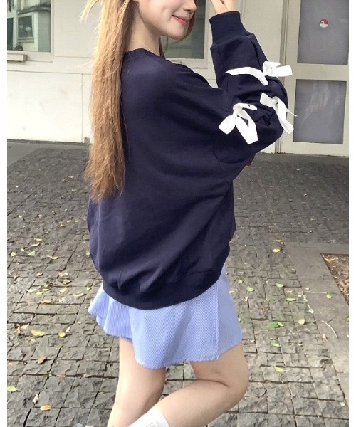 CHEER(チアー)の「袖リボントレーナー(スウェット・レディース・グレー/ネイビー・M/L)」の17枚目の写真