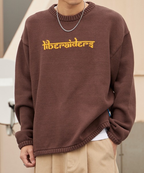Liberaiders（リベレイダース）の「Liberaiders/リベレイダース WOVEN LOGO KNIT SWEATER ジャガード スウェットニット（ニット/セーター・メンズ・ブラック/ブラウン・M/L/XL）」の2枚目の写真