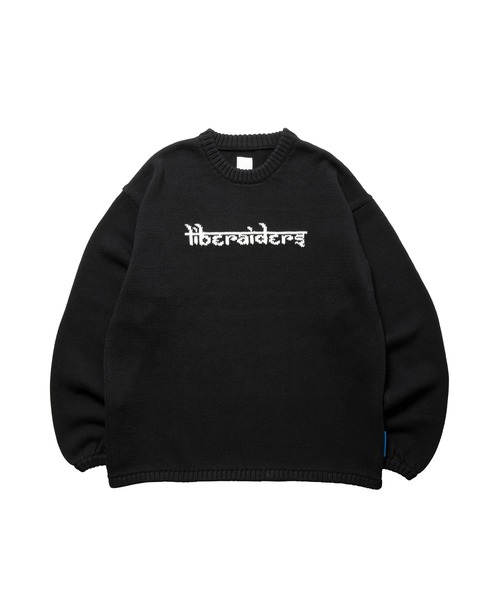 Liberaiders（リベレイダース）の「Liberaiders/リベレイダース WOVEN LOGO KNIT SWEATER ジャガード スウェットニット（ニット/セーター・メンズ・ブラック/ブラウン・M/L/XL）」の3枚目の写真