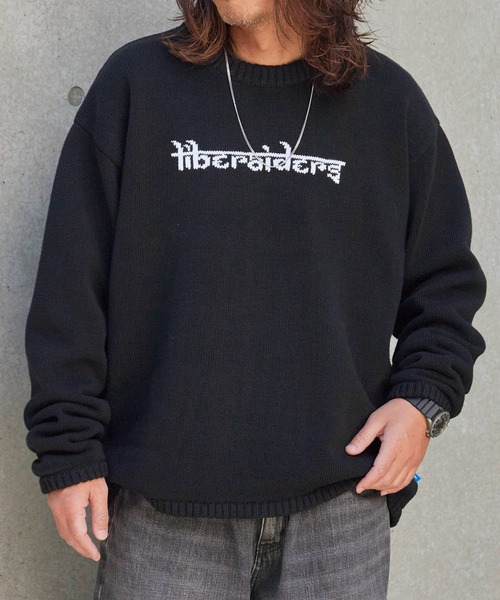Liberaiders（リベレイダース）の「Liberaiders/リベレイダース WOVEN LOGO KNIT SWEATER ジャガード スウェットニット（ニット/セーター・メンズ・ブラック/ブラウン・M/L/XL）」の5枚目の写真