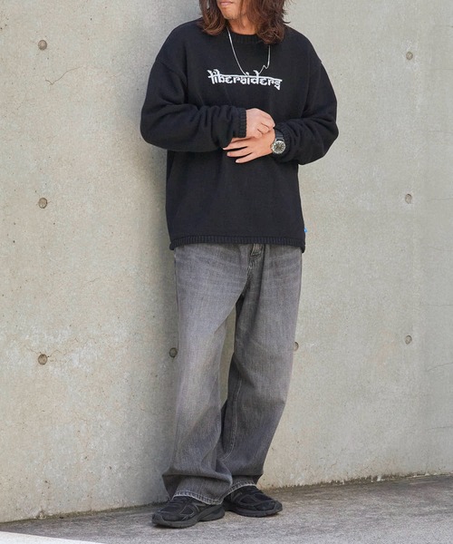 Liberaiders（リベレイダース）の「Liberaiders/リベレイダース WOVEN LOGO KNIT SWEATER ジャガード スウェットニット（ニット/セーター・メンズ・ブラック/ブラウン・M/L/XL）」の9枚目の写真
