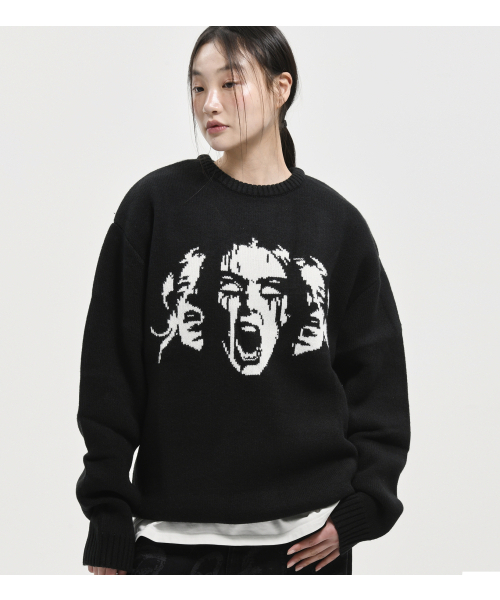WITCHES JACQUARD SWEATER BLACK（ニット/セーター）｜EXTRAORDINARY