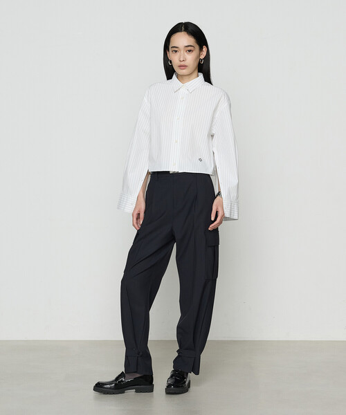 COMME CA(コムサ)の「〔 TALLサイズ 〕 ストライプタイプライター/バルキーオックスフォード クロップドシャツ(シャツ/ブラウス・レディース・ホワイト/ネイビー/ブルー・15号)」の18枚目の写真