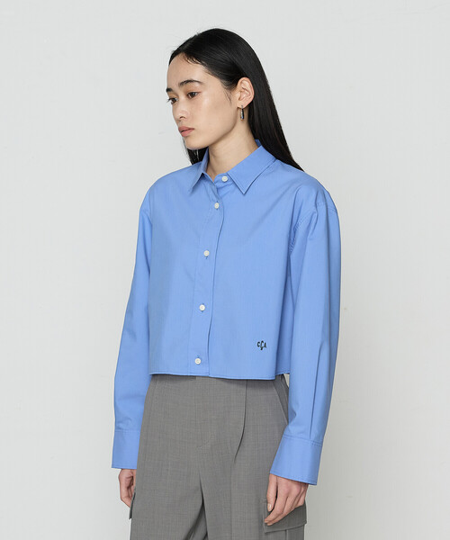 COMME CA(コムサ)の「〔 TALLサイズ 〕 ストライプタイプライター/バルキーオックスフォード クロップドシャツ(シャツ/ブラウス・レディース・ホワイト/ネイビー/ブルー・15号)」の5枚目の写真