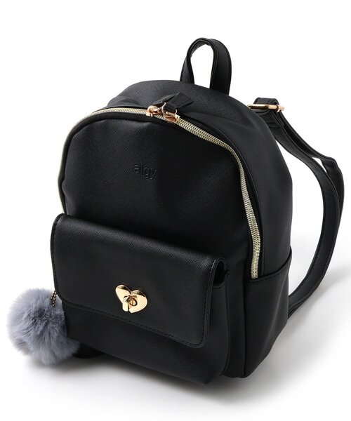 algy（アルジー）の「ハートロックミニリュック（バックパック/リュック・キッズ・ブラック/グレー・FREE）」の2枚目の写真