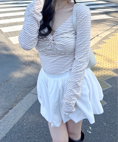 Mejoul(メジュール)の「ツイストVネックボーダーロンT(Tシャツ/カットソー・レディース・レッド系その他/ブルー系その他・M/L)」の8枚目の写真