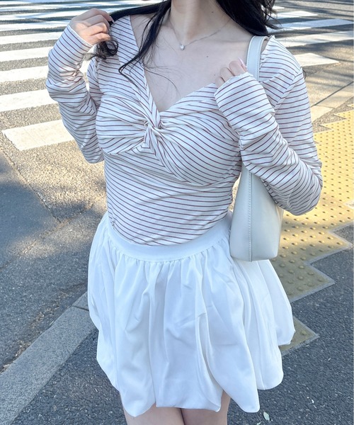 Mejoul(メジュール)の「ツイストVネックボーダーロンT(Tシャツ/カットソー・レディース・レッド系その他/ブルー系その他・M/L)」の10枚目の写真