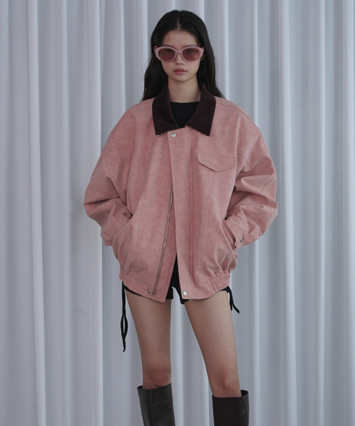 ヴィンテージボンバーレザージャケットピンク