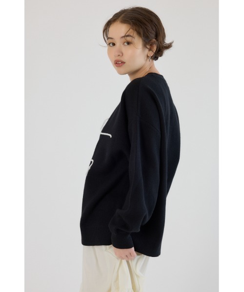 RODEO CROWNS WIDE BOWL（ロデオクラウンズワイドボウル）の「Frayed Lettering ニットトップス（ニット/セーター・レディース・イエロー/グレー×ホワイト/ブラック・FREE）」の11枚目の写真
