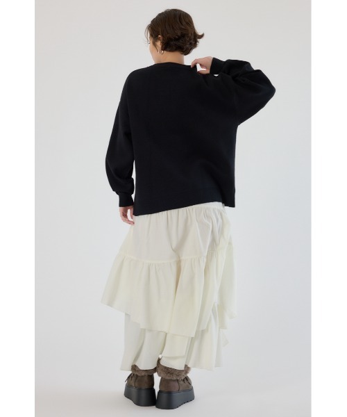 RODEO CROWNS WIDE BOWL（ロデオクラウンズワイドボウル）の「Frayed Lettering ニットトップス（ニット/セーター・レディース・イエロー/グレー×ホワイト/ブラック・FREE）」の14枚目の写真