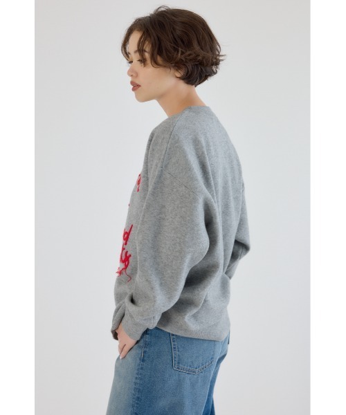 RODEO CROWNS WIDE BOWL（ロデオクラウンズワイドボウル）の「Frayed Lettering ニットトップス（ニット/セーター・レディース・イエロー/グレー×ホワイト/ブラック・FREE）」の17枚目の写真