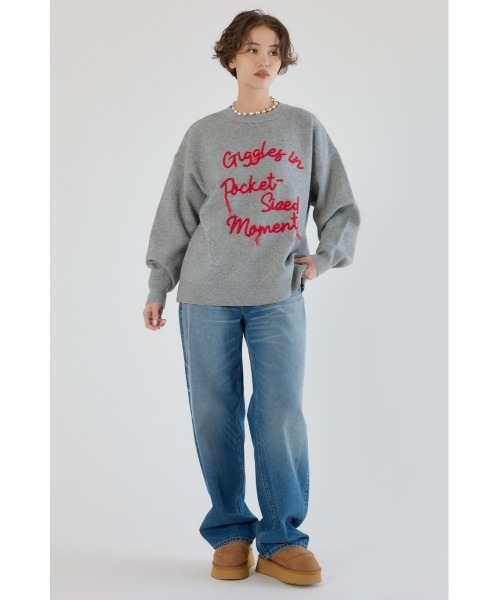 RODEO CROWNS WIDE BOWL（ロデオクラウンズワイドボウル）の「Frayed Lettering ニットトップス（ニット/セーター・レディース・イエロー/グレー×ホワイト/ブラック・FREE）」の19枚目の写真