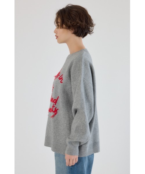 RODEO CROWNS WIDE BOWL（ロデオクラウンズワイドボウル）の「Frayed Lettering ニットトップス（ニット/セーター・レディース・イエロー/グレー×ホワイト/ブラック・FREE）」の22枚目の写真