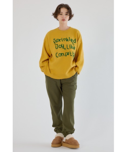 RODEO CROWNS WIDE BOWL（ロデオクラウンズワイドボウル）の「Frayed Lettering ニットトップス（ニット/セーター・レディース・イエロー/グレー×ホワイト/ブラック・FREE）」の7枚目の写真
