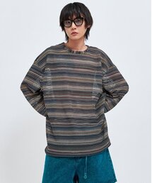 シースルークラフトニットプルオーバーブルー