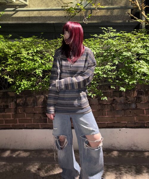 C WEAR BY THE GENIUS（シーウェアバイザジーニアス）の「シースルークラフトニットプルオーバーブルー（ニット/セーター・メンズ・その他・size1/size3）」の4枚目の写真