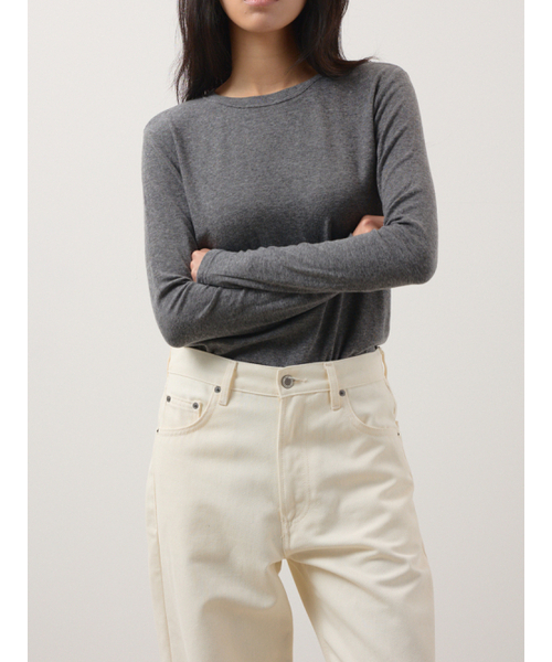 TOGE(トジ)の「wool tencel long sleeve top(Tシャツ/カットソー・レディース・ホワイト/ブラック/グレー/キャメル・FREE)」の5枚目の写真