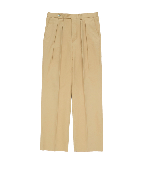 BELLIEF(ベリーフ)の「Gabardine cotton Double Pleats Wide Chino Pants (Beige)(その他パンツ・メンズ・その他・MEDIUM/LARGE/X-LARGE)」の1枚目の写真