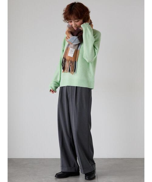 Lugnoncure（ルノンキュール）の「もちもちメランジVネックニット（ニット/セーター・レディース・グレー/チャコールグレー/ブルー/グリーン/ベージュ・F）」の15枚目の写真