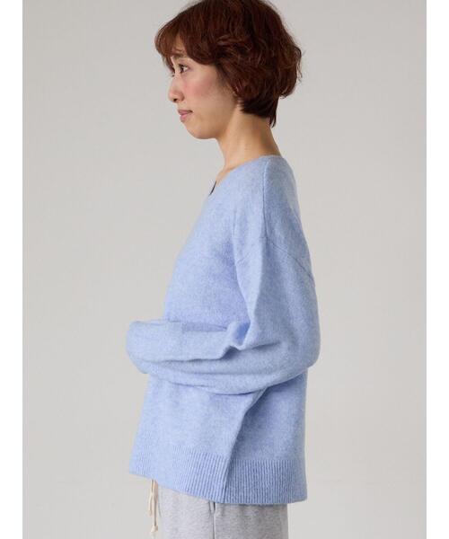 Lugnoncure（ルノンキュール）の「もちもちメランジVネックニット（ニット/セーター・レディース・グレー/チャコールグレー/ブルー/グリーン/ベージュ・F）」の19枚目の写真