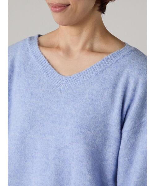 Lugnoncure（ルノンキュール）の「もちもちメランジVネックニット（ニット/セーター・レディース・グレー/チャコールグレー/ブルー/グリーン/ベージュ・F）」の21枚目の写真