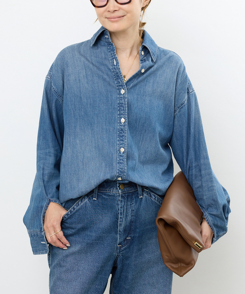 Lee（リー）の「追加 Lee デニムシャツ（シャツ/ブラウス・レディース・ネイビー・FREE）」の8枚目の写真