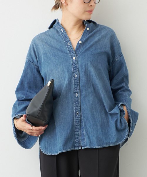 Lee（リー）の「追加 Lee デニムシャツ（シャツ/ブラウス・レディース・ネイビー・FREE）」の14枚目の写真