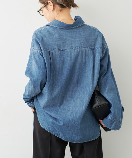 Lee（リー）の「追加 Lee デニムシャツ（シャツ/ブラウス・レディース・ネイビー・FREE）」の16枚目の写真