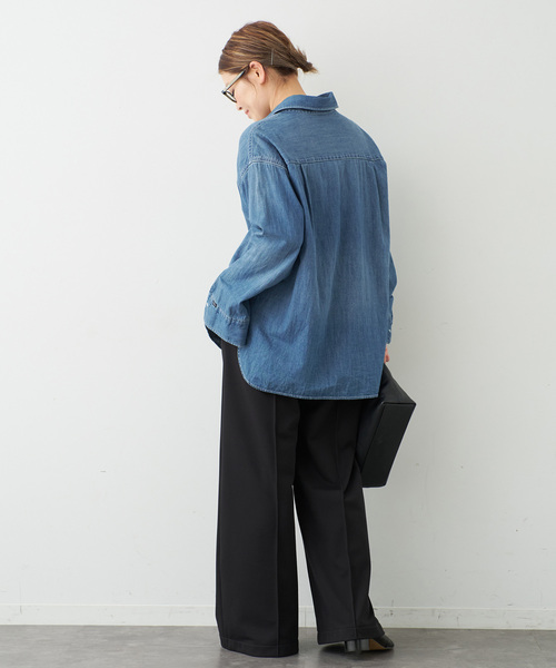 Lee（リー）の「追加 Lee デニムシャツ（シャツ/ブラウス・レディース・ネイビー・FREE）」の18枚目の写真