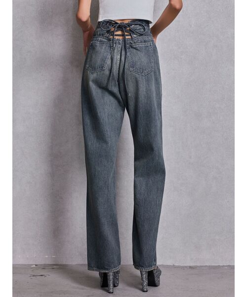 GYDA（ジェイダ）の「ハイウエストBACK LACE UPストレートデニムパンツ（デニムパンツ・レディース・ブルー/オフホワイト/ライトブルー・MEDIUM/SMALL）」の3枚目の写真