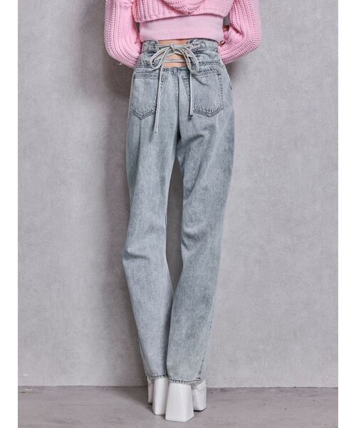 GYDA（ジェイダ）の「ハイウエストBACK LACE UPストレートデニムパンツ（デニムパンツ・レディース・ブルー/オフホワイト/ライトブルー・MEDIUM/SMALL）」の17枚目の写真