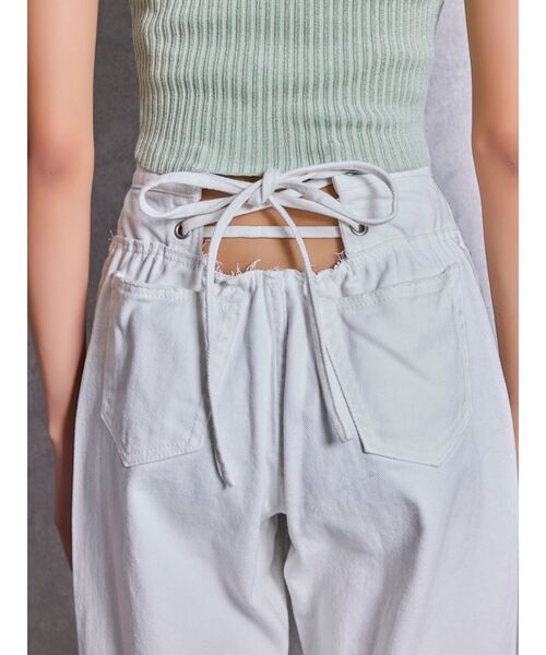 GYDA（ジェイダ）の「ハイウエストBACK LACE UPストレートデニムパンツ（デニムパンツ・レディース・ブルー/オフホワイト/ライトブルー・MEDIUM/SMALL）」の22枚目の写真