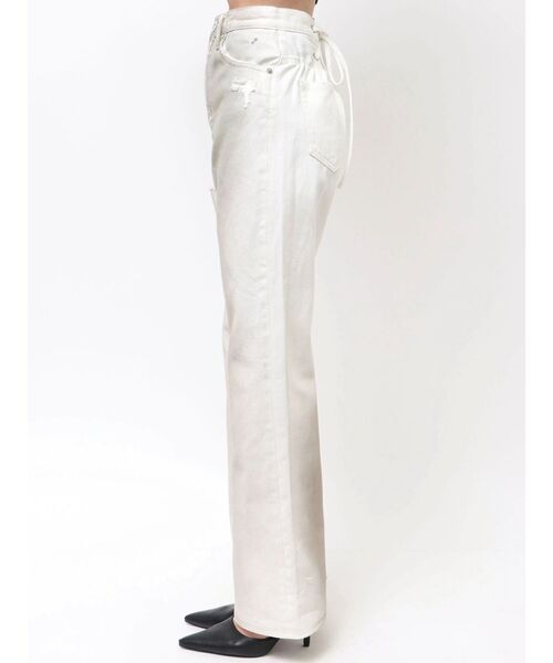 GYDA（ジェイダ）の「ハイウエストBACK LACE UPストレートデニムパンツ（デニムパンツ・レディース・ブルー/オフホワイト/ライトブルー・MEDIUM/SMALL）」の4枚目の写真