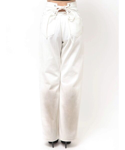 GYDA（ジェイダ）の「ハイウエストBACK LACE UPストレートデニムパンツ（デニムパンツ・レディース・ブルー/オフホワイト/ライトブルー・MEDIUM/SMALL）」の5枚目の写真