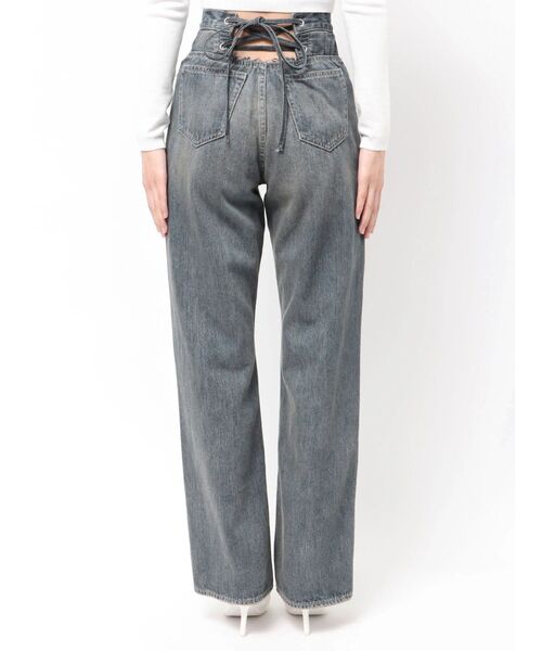 GYDA（ジェイダ）の「ハイウエストBACK LACE UPストレートデニムパンツ（デニムパンツ・レディース・ブルー/オフホワイト/ライトブルー・MEDIUM/SMALL）」の11枚目の写真